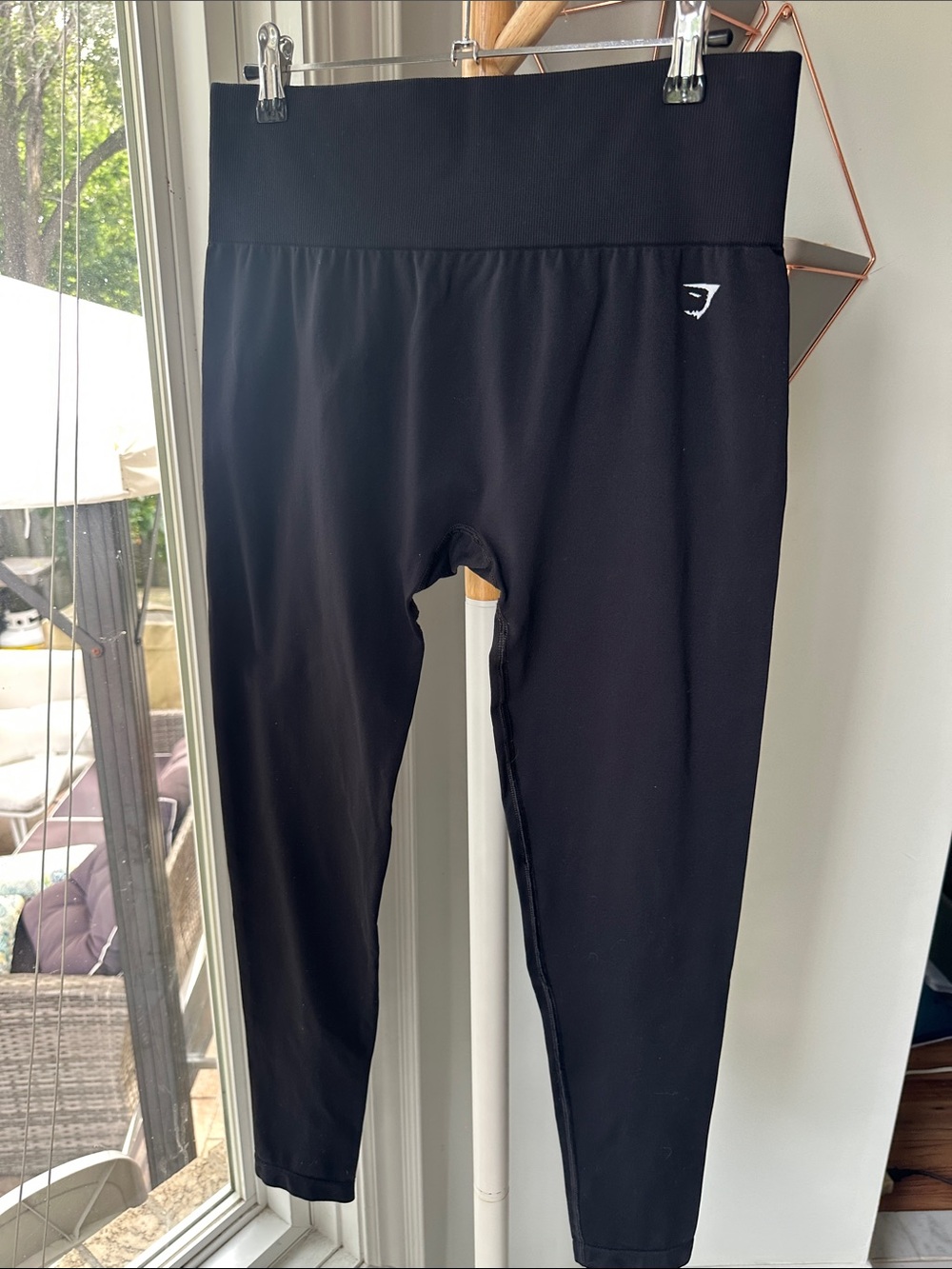 GYMSHARK Rise Adapt Black Seamless High-Waist Active Workout Leggings Size Large